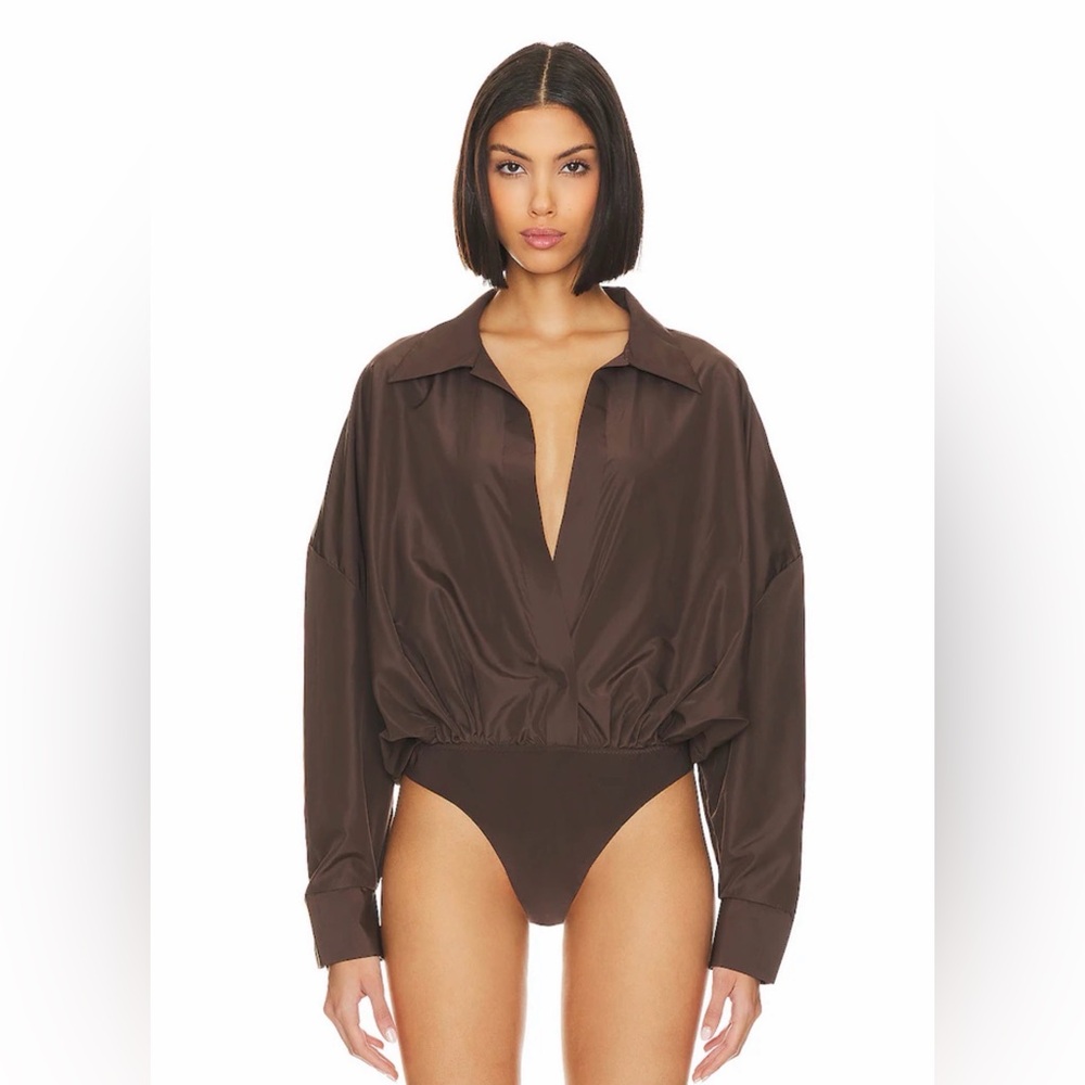 Norma Kamali Boyfriend Shirt Bodysuit